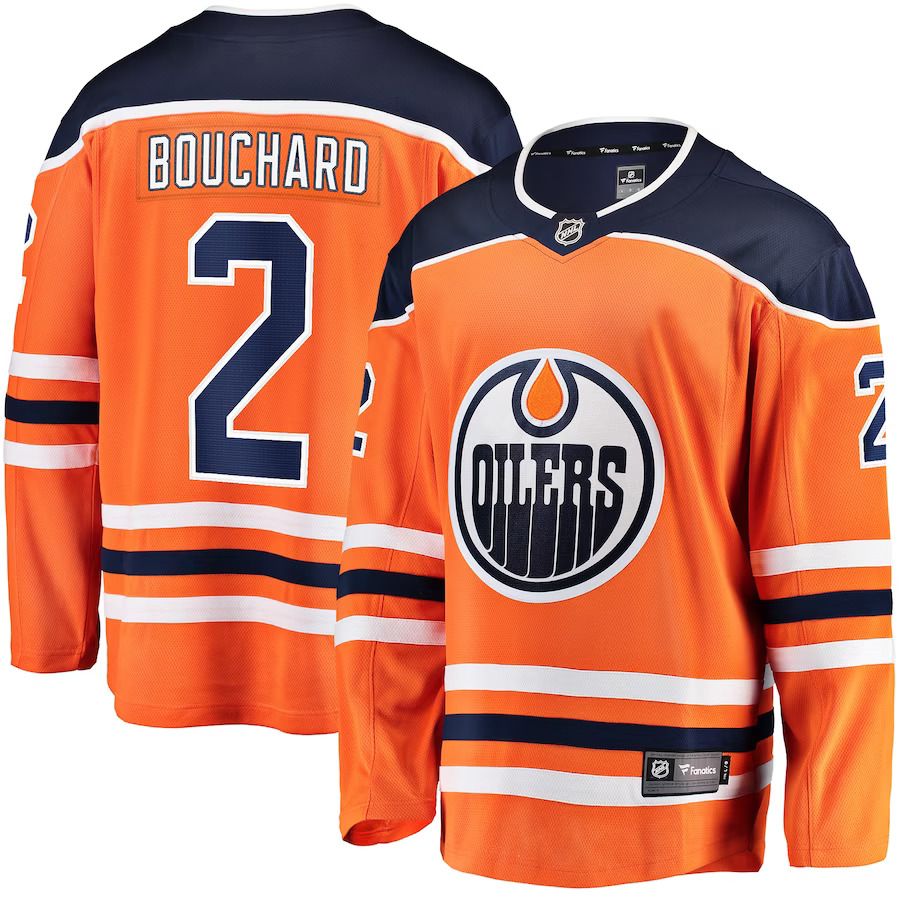 Men Edmonton Oilers #2 Evan Bouchard Fanatics Branded Orange Home Breakaway NHL Jersey->edmonton oilers->NHL Jersey